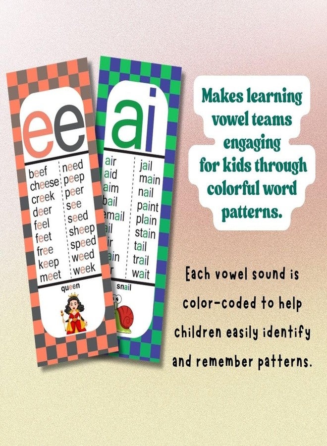 EDUSTAR Phonics 20 Vowel Team & Digraph Long Flashcards | Phonics Flashcards | Master Vowel Teams and Digraphs with Colours - Image 3